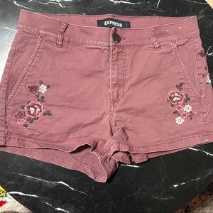 Express Women's Mauve Floral High Waist Shorts